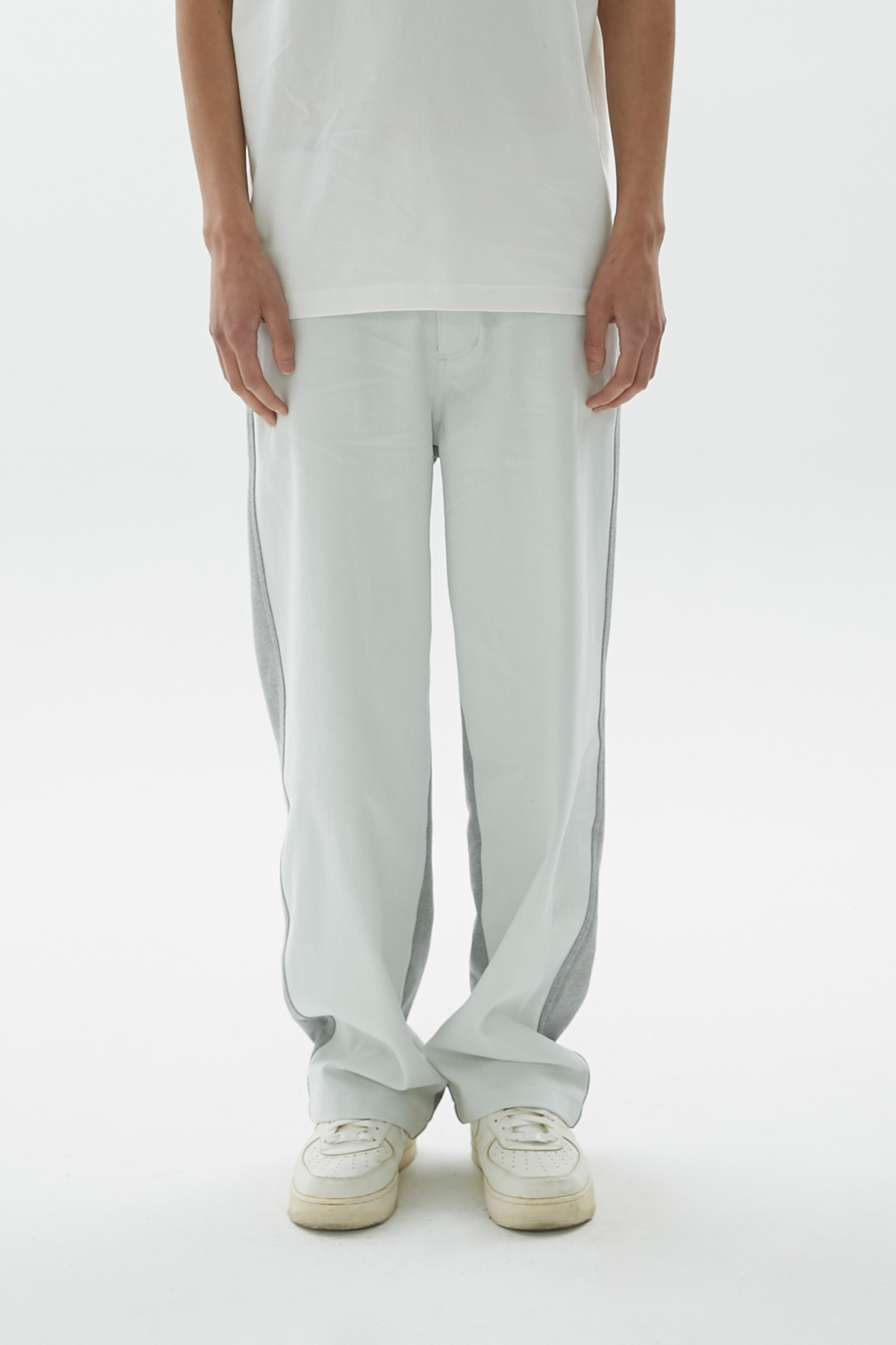 Spliced Denim pants (white/grey)